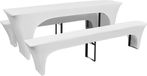 vidaXL Hoes voor biertafel en banken 225x50x80 cm stretch wit 3 st