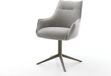 DELIFE Chaise de salle à manger Alja-Flex avec accoudoir piètement croisé finition tissu doux titane avec structure gris pivotant à 360° fonction basculante noyau à ressorts ensachés