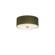 QAZQA Drum 30 Plafondlamp met lampenkap 2 lichts 300 mm groen