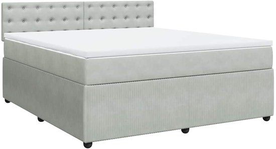 vidaXL Boxspring met matras fluweel lichtgrijs 180x200 cm