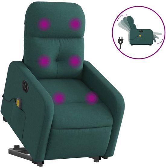 vidaXL Sta-op-massagestoel elektrisch verstelbaar stof donkergroen
