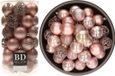 Shoppartners Bv 37x Boules de Noël en plastique Rose pâle (Blush Pink) 6 cm Mix