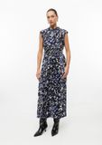 s.Oliver Jurk crème dierenprint lange mouw V-hals kuithoogte polyester viscose 42