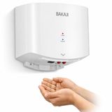 BAKAJI Elektrische handdroger, automatische wanddroger, voor badkamer, hotel, restaurant, bar, 1400 W, compact, hoge snelheid, koud en warm, contactloos, voor openbare badkamers