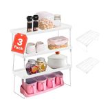 Avilia Set van 3 ruimtebesparende planken, inklapbaar, wit, ideaal voor thuis of op kantoor, ruimtebesparende keukenplanken, eenvoudig te monteren en op te bergen, 30 x 20 x 15,3 cm