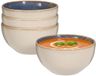 Excellent Houseware Soepkom Kenji - set van 4x - blauw - 14 x 7 cm - keramiek