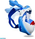 SwimTech Full Face snorkelmasker - blauw - kinderen - snorkelen