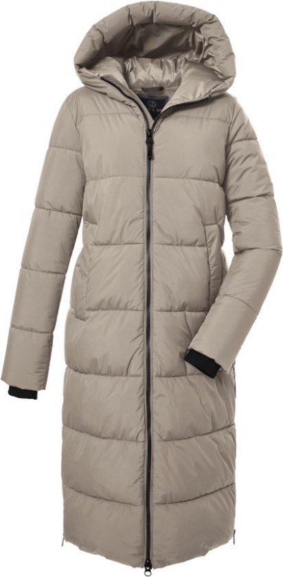 Killtec dames winterparka - Padded/gewatteerde lange winterjas - beige - 39840 - maat 44