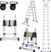 Merkloos Telescopische Vouwladder - Telescopische Ladders - Soft Close - Werkhoogte 2,5+2,5 m - zilverachtig met stabilisator + wielen