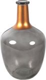 Countryfield Bloemenvaas Firm Big Bottle - transparant grijs/koper - glas - 15 x 25 cm
