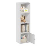 Furinno Luder Boekenkast met 4 niveaus en opbergkast met 1 deur, wit