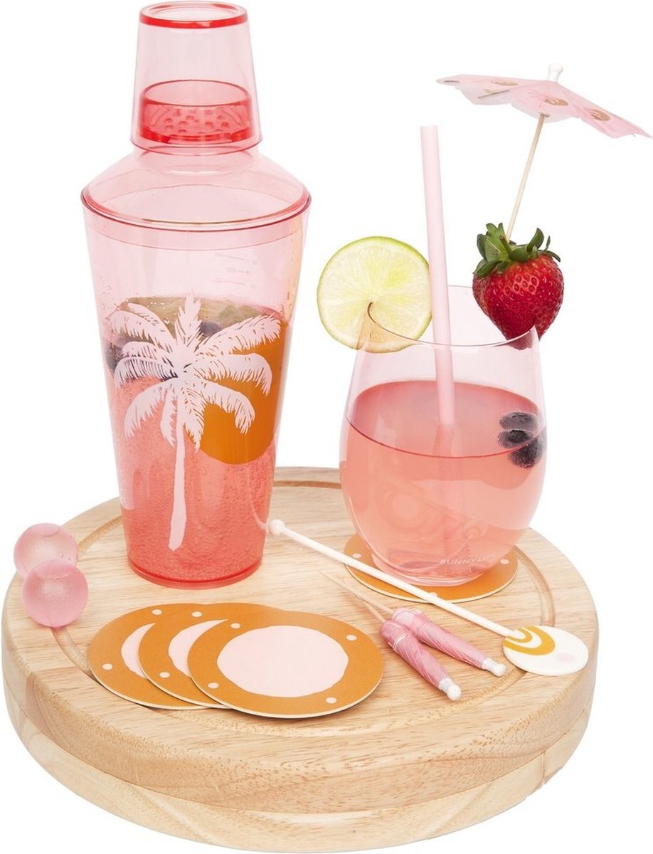 Sunnylife Cocktailset 9,5 X 25 Cm Polystyreen Roze 31-delig