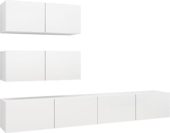 vidaXL 4-delige Tv-meubelset bewerkt hout wit