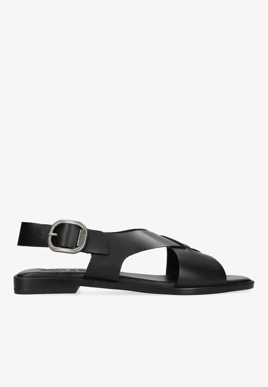 Shabbies Amsterdam Illia Sling Sandaal Vachetta Leer Zwart - Maat 39