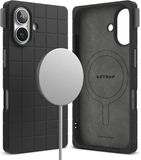 Ringke Bitmap Silicone Magnetic - Hoesje Geschikt voor Apple iPhone 16 - Compatibel met MagSafe / Qi2 - Magnetische Back Cover - Zwart