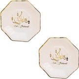 Witbaard Zin el Afrah 8x stuks Ramadan Mubarak thema bordjes wit/goud 23 cm