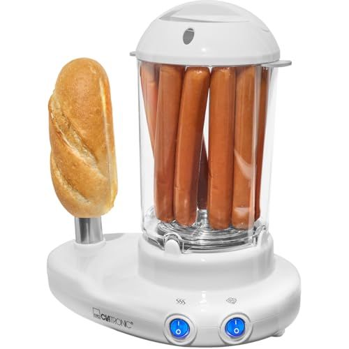 Clatronic 2in1 Hot Dog Maker & Egg Cooker | Hotdog Maker Set voor 1-14 worsten | Egg Cooker voor maximaal 6 eieren | met verwarmde roestvrijstalen spike |incl. maatbeker met eierprikker |HDM 3420 EK N