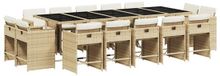 vidaXL Ensemble de jardin 15 pièces avec coussins, poly rotin, beige