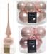 Kaemingk B.V. Lot complet de boules de Noël en verre rose clair brillant/mat 33 pièces avec étoile mat