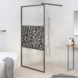 vidaXL Inloopdouchewand - met stenenmotief - 100x195 cm - ESG-glas - zwart