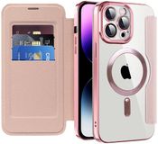 Techsuit Hoesje geschikt voor Apple iPhone 14 Pro Max - SmartMag Book Wallet Case - Geschikt voor MagSafe - Roze