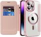 Techsuit Hoesje geschikt voor Apple iPhone 14 Pro Max - SmartMag Book Wallet Case - Geschikt voor MagSafe - Roze
