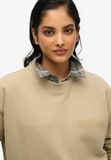 Superdry Luxe Dames Sweatshirt met Ronde Hals en Losse Pasvorm - Katoen/Polyester - Winter Twig Beige