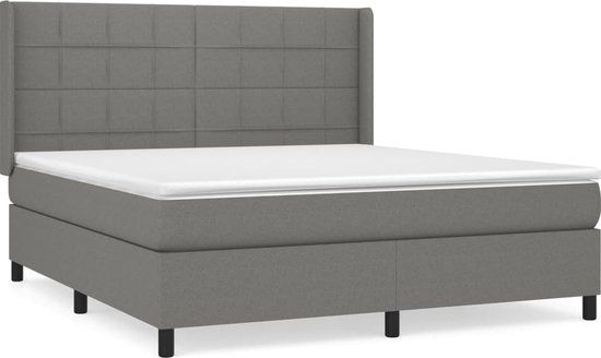 vidaXL Boxspring met matras stof donkergrijs 160x200 cm