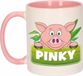 Bellatio Decorations Pinky mok - roze/wit - keramiek - 300 ml - kinder beker varken