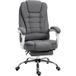 Chaise de bureau inclinable avec repose-pieds rétractable, dossier haut tissu gris