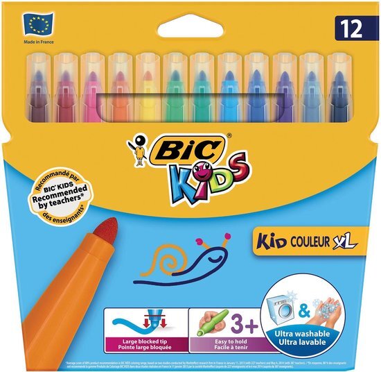 Bic Kids Kid Couleur XL viltstiften, etui met 12 stuks 12 stuks