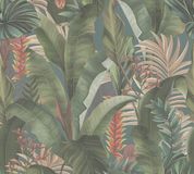 Living Walls PALMBLADEREN BEHANG | Junglestijl - Blauw Petrol Groen Beige Rood