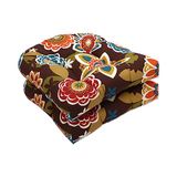 Pillow Perfect 500003 Outdoor Annie Wicker Zitkussen in Chocolade - Set van 2 - Bruin-Turkoois-Goud-Oranje-Groen