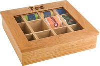 APS Houten theebox met 12 vakken, licht hout