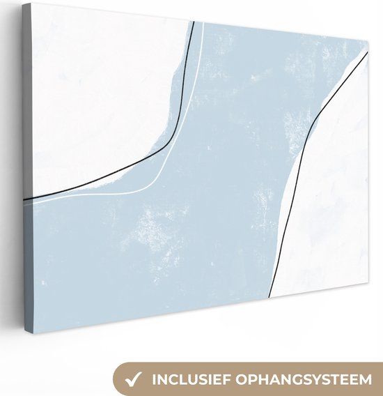 OneMillionCanvasses Canvas Schilderij Blauw - Minimalisme - Abstract - 60x40 cm - Wanddecoratie