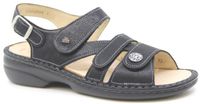 Finn Comfort GOMERA - Zwarte Platte Sandalen voor Dames - Leer - Wijdte H - Maat 37