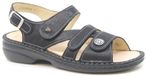 Finn Comfort GOMERA - Zwarte Platte Sandalen voor Dames - Leer - Wijdte H - Maat 37