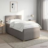 vidaXL Boxspringbed met matras met hoofdeinde Taupe 90 x 200 cm Stof