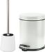 5Five Accessoires pour salle de bain/toilettes - Brosse WC et poubelle à pédale 5L - blanc
