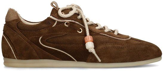 Manfield - Dames - Bruine suède sneakers - Maat 37