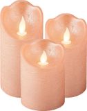 Lumineo LED kaarsen/stompkaarsen - set 3x st - lichtroze - D7,5 cm - met timer