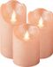 Lumineo LED kaarsen/stompkaarsen - set 3x st - lichtroze - D7,5 cm - met timer