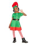 Rubies Elfkostuum voor meisjes, jurk, riem, kousen en hoed, elf voor Kerstmis, schoolfuncties, party, kerstman