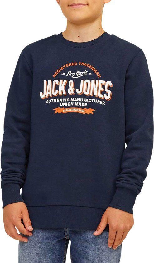Jack & Jones Logo Sweater Jongens - Donkerblauw - Maat 128