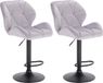 Happiq Tabouret de bar - Gris clair - Velours - Ergonomique - Réglable