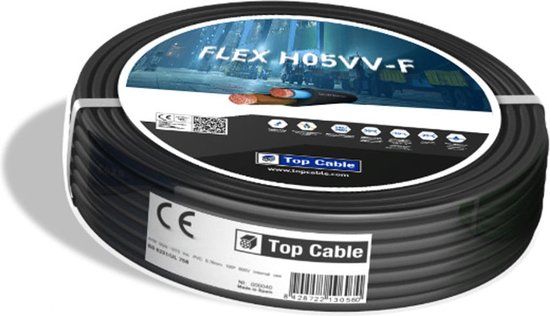HOFTRONIC Installatiekabel 25 meter (2x0,75m²) - Zwart of grijs