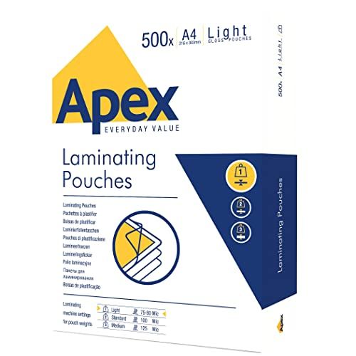 Apex A4 Light Duty Laminating Pouches - 500 Pack