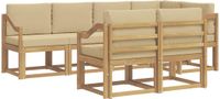vidaXL - Hoek loungeset - 7-delig - Wit en Beige - Polyester