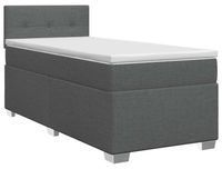 vidaXL Boxspringbed met matras, donkergrijs, 90 x 190 cm, stof