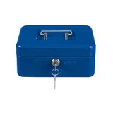 Amig Geldkistje met 2 sleutels - blauw - staal - muntbakje - 15 x 11 x 7 cm - inbraakbeveiliging